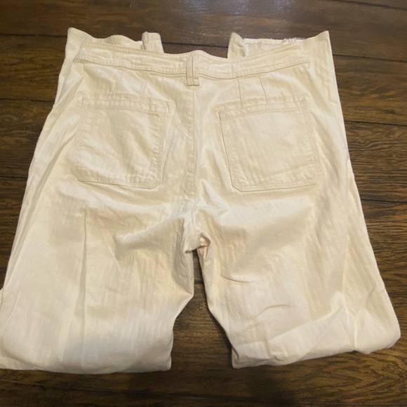 Anthropologie Utility High Rise Straight Retro Leg White Flare Pants Size 29 C3 - Picture 2 of 7